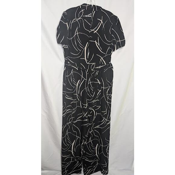 Women's HARPER ROSE Rouched Sleeve Polo black white jumpsuit size 16 - Picture 6 of 9